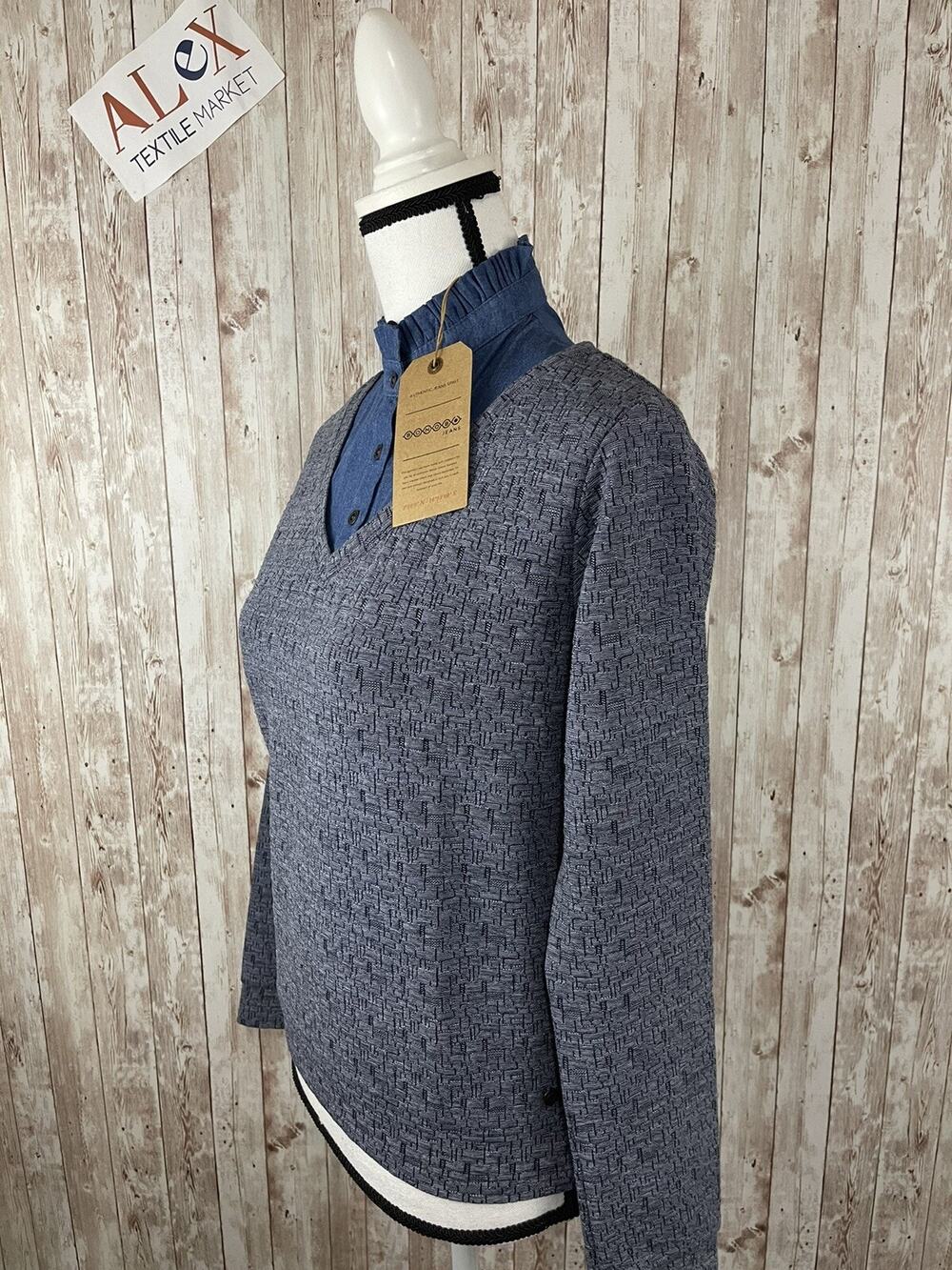 Bonobo Sweater Womens Small Blue Shirt Stitched Pullover Long Sleeve N128